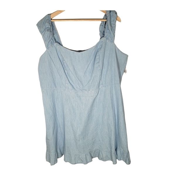 (2/$30) NWT Old Navy Fit & Flare Light Denim Mini Dress Plus 4X (fits like 3X) - Picture 3 of 7